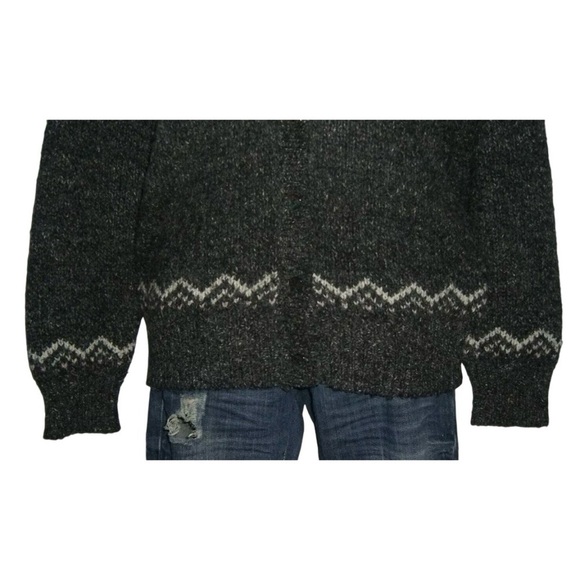 Idioms Sweater Vintage 90's Wool Blend Cardigan Fair Isle Ski Gray Pink Cottage - Picture 10 of 15